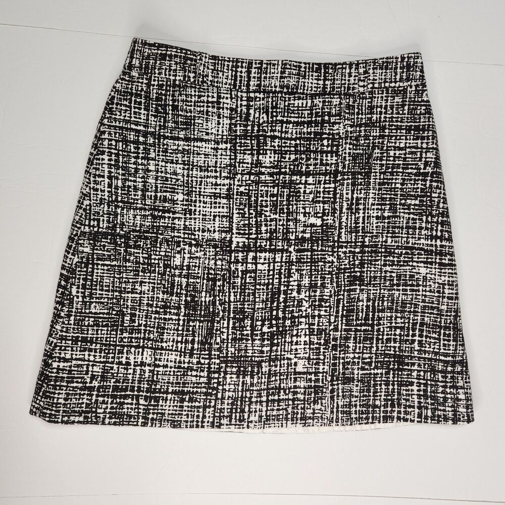 Kate Spade Skirt Size 10 Classsic Black White Abstract Geometric Grid Career